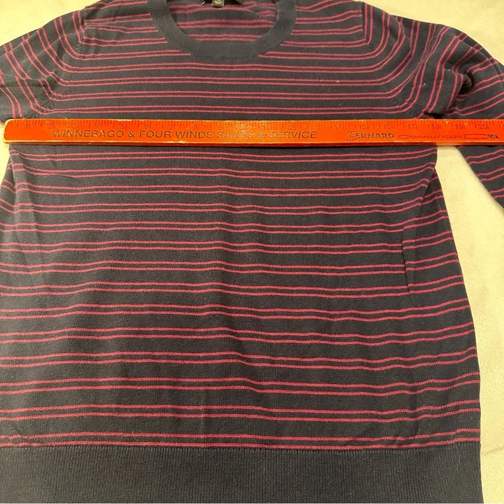 Banana Republic Men's Striped Crewneck Sweater - Navy and Red‎